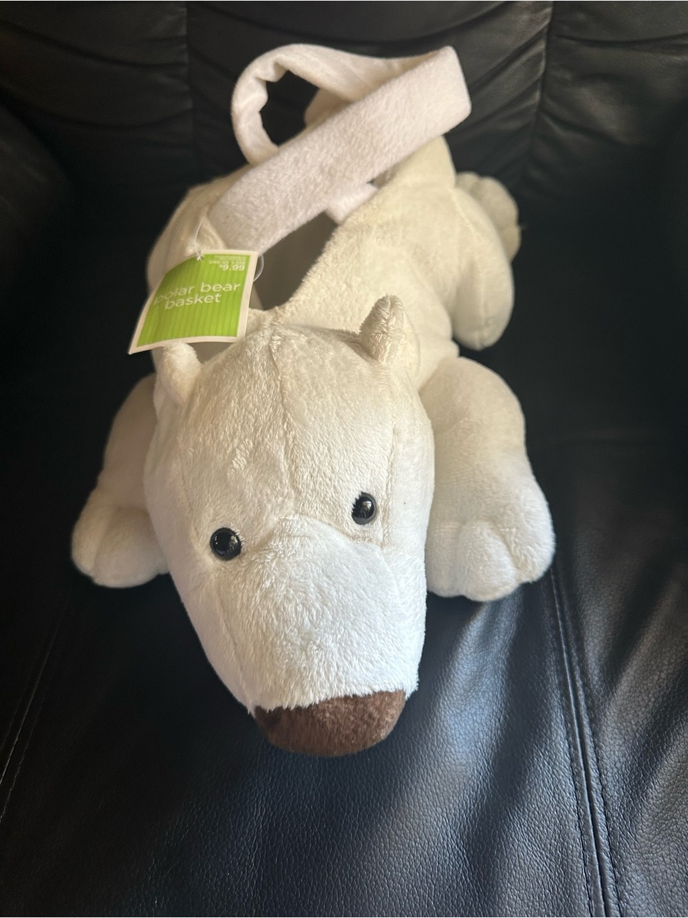 Plush Polar Bear Basket - Cream Plush